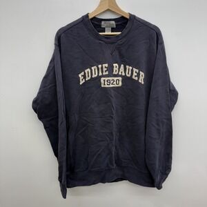 Vintage Eddie Bauer Sweatshirt Mens Tall Large Navy Crewneck Pullover